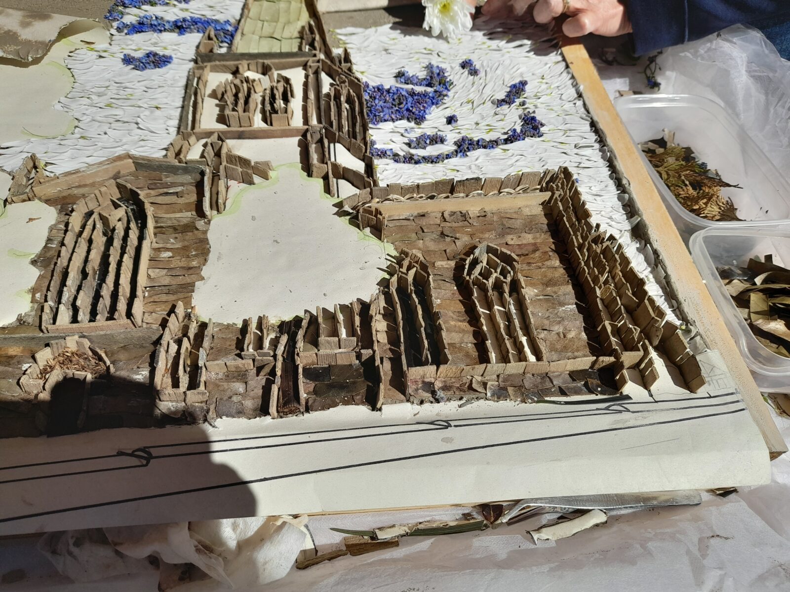 Well Dressing spire in progress image