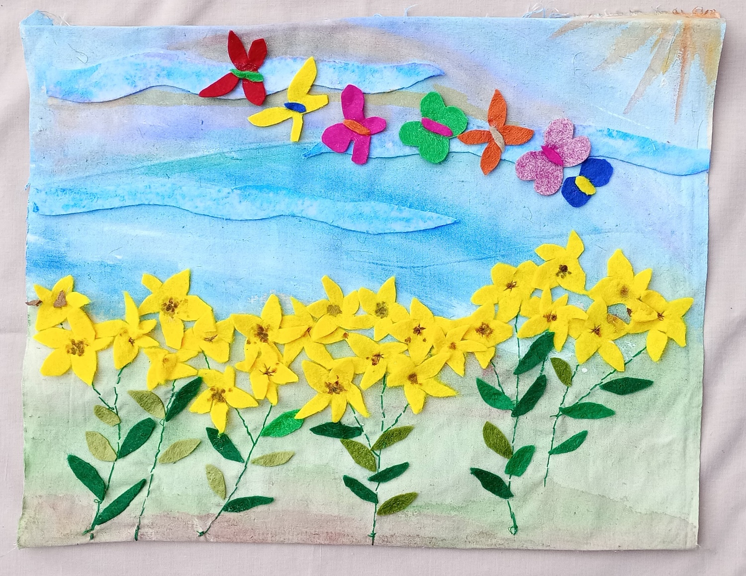 Sunflowers in my garden by Jackie Emeny, Heanor Library Craft Group